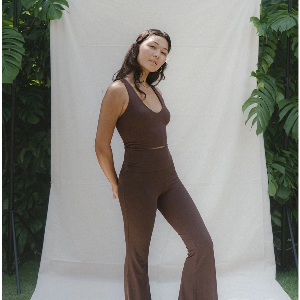 Brown Wide-Leg yoga pants